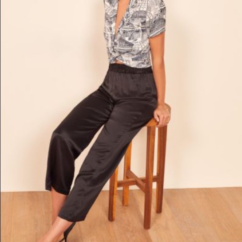 Reformation Harland 100% Silk Pants, Medium